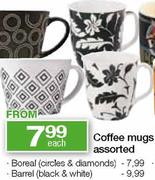 Coffee Mugs Barrel(Black & White) Each