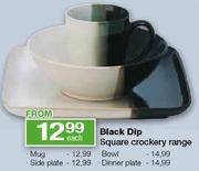 Black Dip Square Crockery Range Each