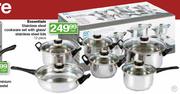 Essentials Stainless Steel Cookware Set With Glass/Stainless Steel Lids-12 Piece Per Set Per Set