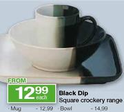 Black Dip Square Crockery Bowl Each