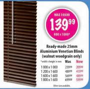 Ready-Made 25mm Aluminium Venetian Blinds (Walnut Woodgrain Only)-1800 x 1600