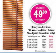 Ready-Made 25mm PVC Venetian Blinds Raised Woodgrain (Tan Colour Only)-1200 x 1600