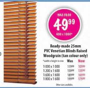 Ready-Made 25mm PVC Venetian Blinds Raised Woodgrain (Tan Colour Only)-1000 x 1000