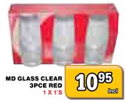 MD Glass Clear 3Pce Red-1X1's