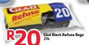 Glad Black Refuse Bags-20's