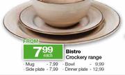 Bistro Crockery Dinner Plate Each