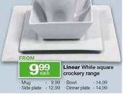 Linear White Square Crockery Dinner Plate Each