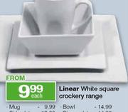 Linear White Square Crockery Range Bowl Each