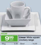 Linear White Square Crockery Range Mug Each