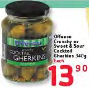 Offenau Crunchy Or Sweet & Sour Cocktail Gherkins-340g