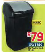 Addis Flip Top Bin Black-46Ltr