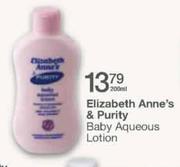 Elizabeth Anne's & Purity Baby Aqueous Cream-200ml