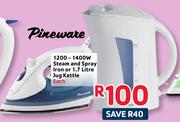Pineware 1200/1400W Steam And Spray Iron Or 1.7L Jug Kettle-Each