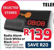 Telefunken Radio Alarm Clock White Or Black Each