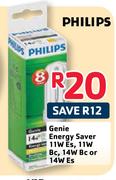 Philips Genie Energy Saver 11w Es,11w Bc,14w Bc Or 14w Es