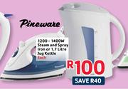 Pineware 1200-1400w Steam And Spray Iron Or 1.7Ltr Jug Kettle Each