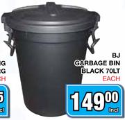 BJ Garbage Bin Black 70L