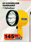 6V Koordlose Handlamp Herloaibaar LGC48