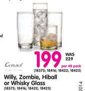 Willy, Zombie, Hiball Or Whisky Glass-48's Per Pack