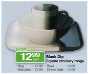 Black Dip Square Crockery Range Side Plate-each