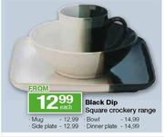 Black Dip Square Crockery Range Mug-each