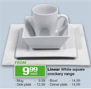 Linear White Square Crockery Range Side Plate-each