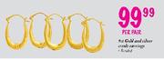 9ct Gold & Silver Creale Earrings-per pair