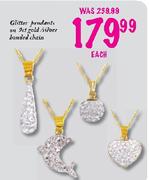 9ct Glitter Pandants Gold/Silver Bonded Chain-Each
