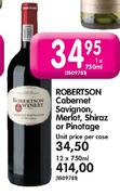 Robertson Cabernet Sauvignon,Merlot,Shiraz Or Pinotage-12 x 750ml
