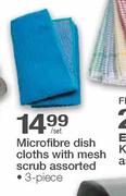 Microfibre Dish Cloths With Mesh Scrub Assorted-3 Piece