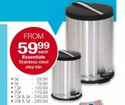 Essentials Stainless Steel Step Bin-12Lr & 3Ltr Each