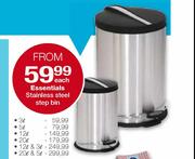 Essentials Stainless Steel Step Bin-20Ltr & 5Ltr Each