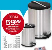 Essentials Stainless Steel Step Bin-5Ltr Each