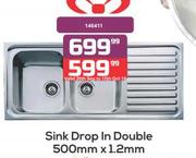 Sink Drop In Double 500mm x 1.2mm
