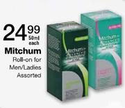 Mitchum Roll-On For Men/Ladies Assorted-50ml Each