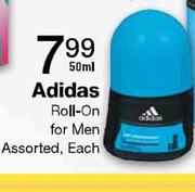 Adidas Roll-On For Men Assorted-50ml Each 