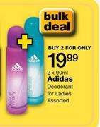 Adidas Deodorant For Ladies Assorted-2x90ml 