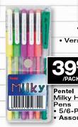 Pentel Milky Hybrid Gel Pens-5/6-pack per pack