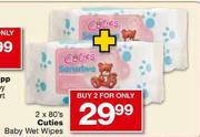 Cuties Baby Wet Wipes-2x80's