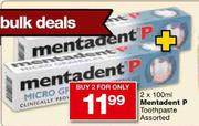 Mentadent P Toothpaste Assorted-2x100ml
