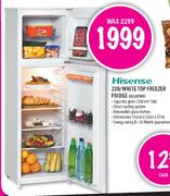 Hisense White Top Freezer Fridge-220 Ltr (H220TWH)