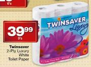 Twinsaver 2-Ply Luxury White Toilet Paper-9's