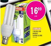 Osram 11W or 14W Energy Saving Globe-Each