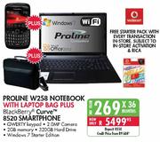 Proline W258 Notebook With Laptop bag Plus Blackberry Curve 8520 Smartphone