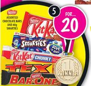 Nestle Assorted Chocolate Bars And 40g Smarties-5's