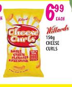 Willards Cheese Curls-150g Each