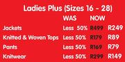 Ladies Plus Jackets(Sizes 16-28)