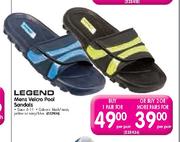 Legend Mens Velcro Pool Sandals(Size:6-11)-Per Pair 