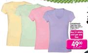 Legend Ladies Basic Short Sleeve Crew Neck or V-Neck T-Shirt-Each