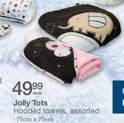Jolly Tots Hooded Towels Assorted-75cm x 75cm Each